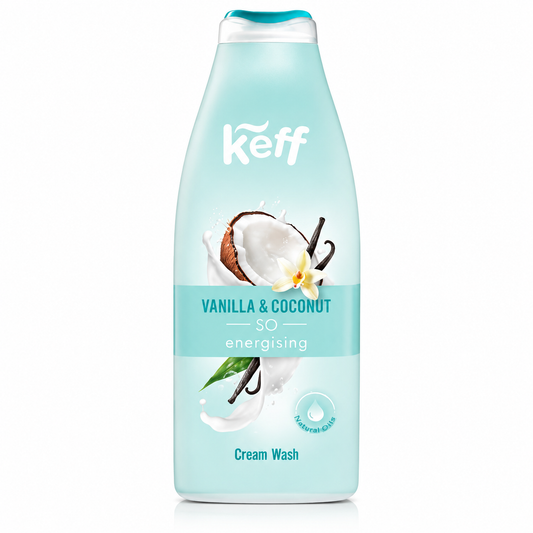 Gel de Dus KEFF cu Parfum de Vanilie si Nuca de Cocos 500 ml