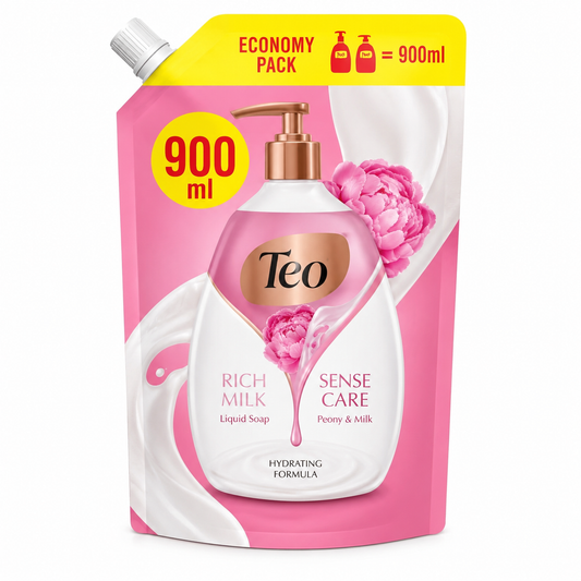 Săpun lichid Teo Rich Milk Sense Care, cu bujor și lapte, rezervă, 900 ml