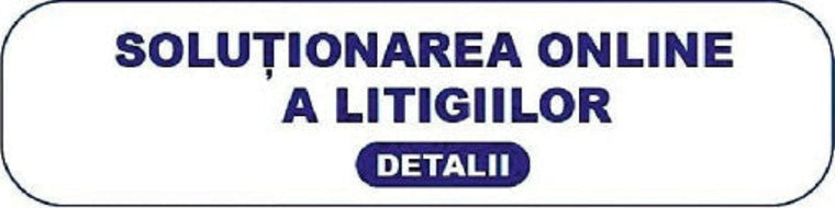 Text 'SOLUȚIONAREA ONLINE A LITIGIILOR DETALII' on a white background