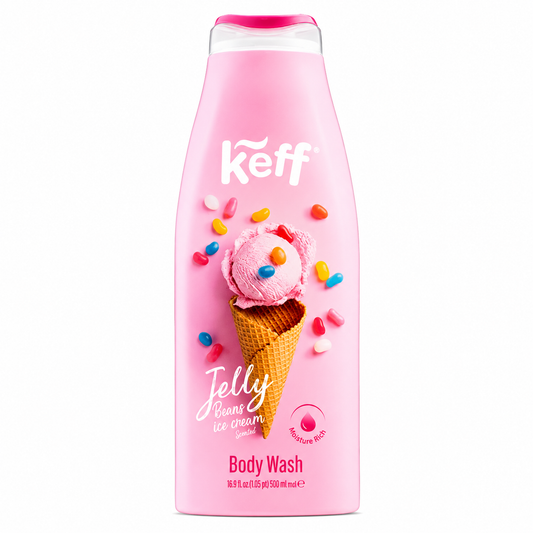Gel de duș Keff Jelly Beans Ice Cream, aromă dulce, Moisture Rich, 500 ml
