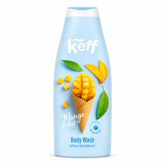 Gel de duș Keff Mango Sorbet, cu aromă de mango, Moisture Rich, 500 ml